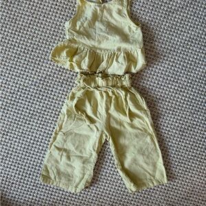 Zara Light Yellow Ruffle Top and Pants Set
